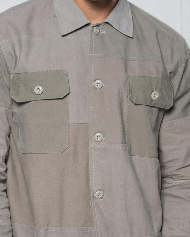 Grey Patchwork Overshirt