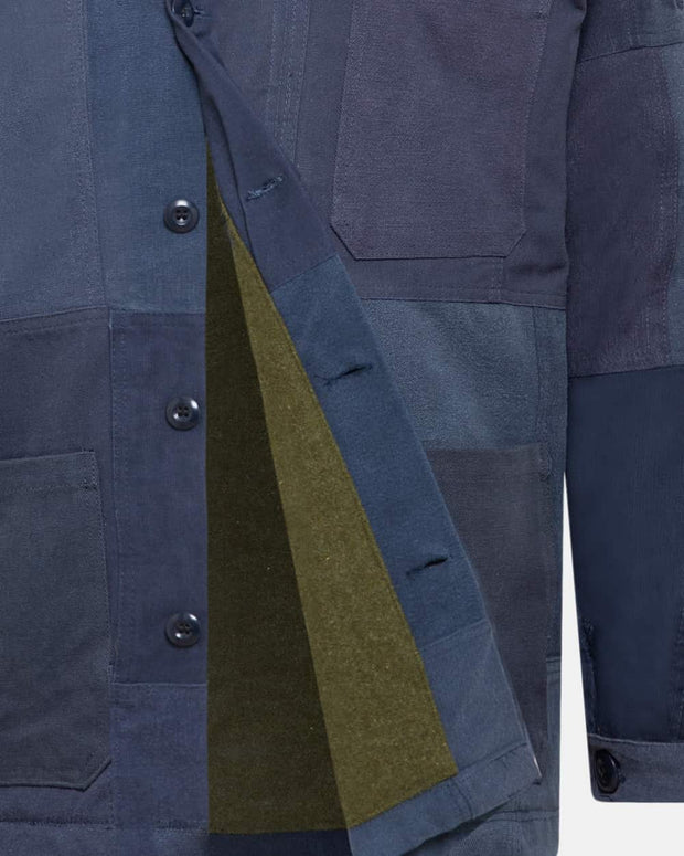 Navy Patchwork Jacket with wool interior