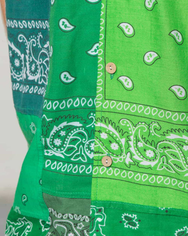 Overlord Upcycling Vintage | Green Short Sleeves Shirt bandana Patchwork