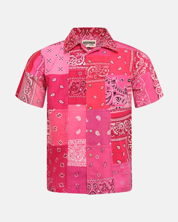 Overlord Upcycling Vintage | Pink Short Sleeves Shirt bandana Patchwork