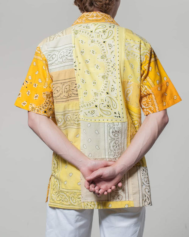 Overlord Upcycling Vintage | Yellow Short Sleeves Shirt bandana Patchwork