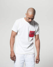 Overlord Upcycling Vintage | White T-shirts With Pocket Red Bandana