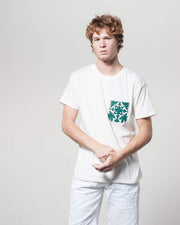 Overlord Upcycling Vintage | White T-shirts With Pocket Green Hawiaïan Shirt