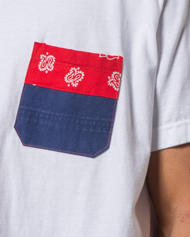 Overlord Upcycling Vintage | White T-shirts With Pocket Workwear and Red Bandana