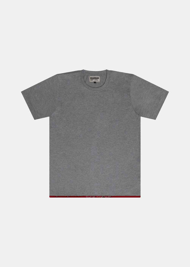 Grey T-Shirt with Red Bandana Rib
