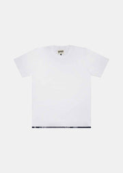 White T-Shirt with Black Bandana Rib