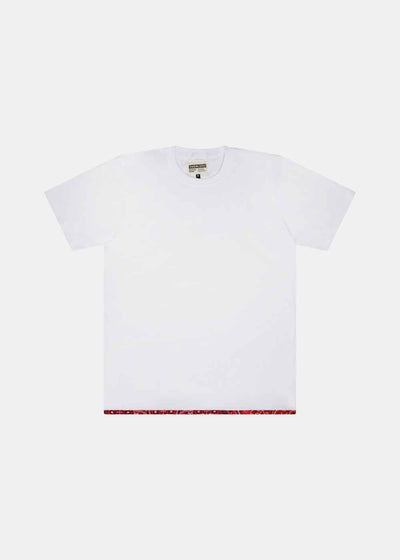 White T-Shirt with Red Bandana Rib