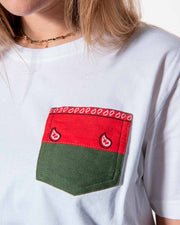 White T-shirts With Pocket Military and Red Bandana
