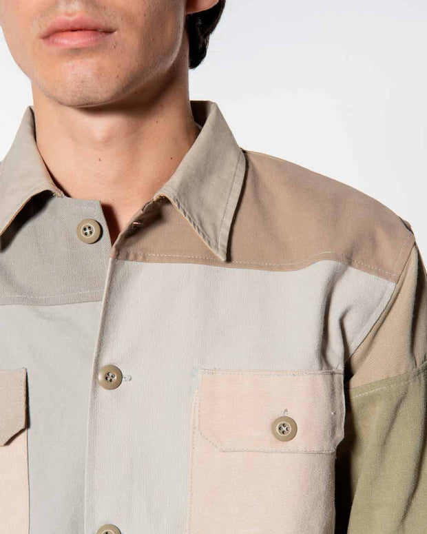 Overlord Upcycling Vintage | Beige Patchwork Overshirt