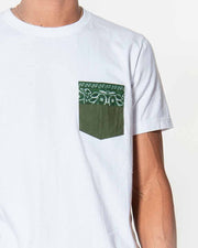 Overlord Upcycling Vintage | White T-shirts With Pocket Military and Olive Bandana
