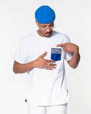 Overlord Upcycling Vintage | White T-shirts With Pocket Workwear and Blue Bandana